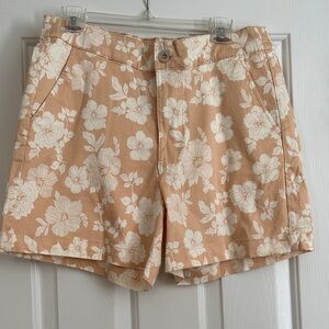 JACHS Girlfriend Peach Floral Bermuda Shorts